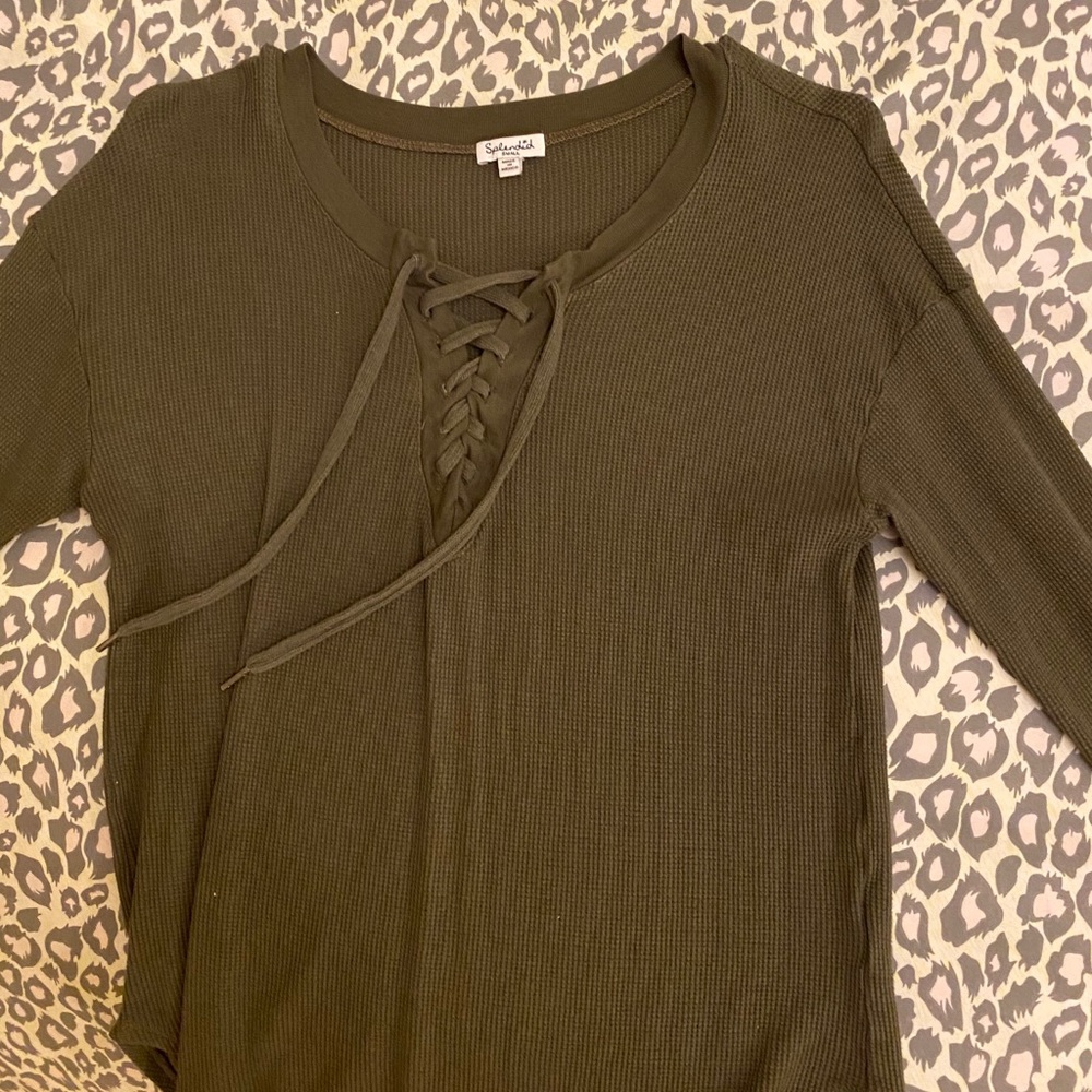 “Splendid” army green lace front, long sleeve